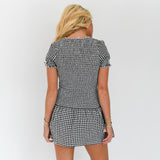 Mallory Smocked Mini Dress - Black Plaid