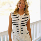 Myla Sweater Vest - Off White-Black