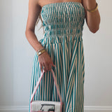 Camellia Striped Maxi Dress - Green/White Stripes