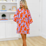 Jody Balloon Sleeve Dress - Orange Mix