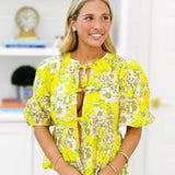 Carrie Floral Shirt - Yellow Pink