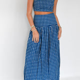 Alana Maxi Skirt Set - Navy/White Gingham