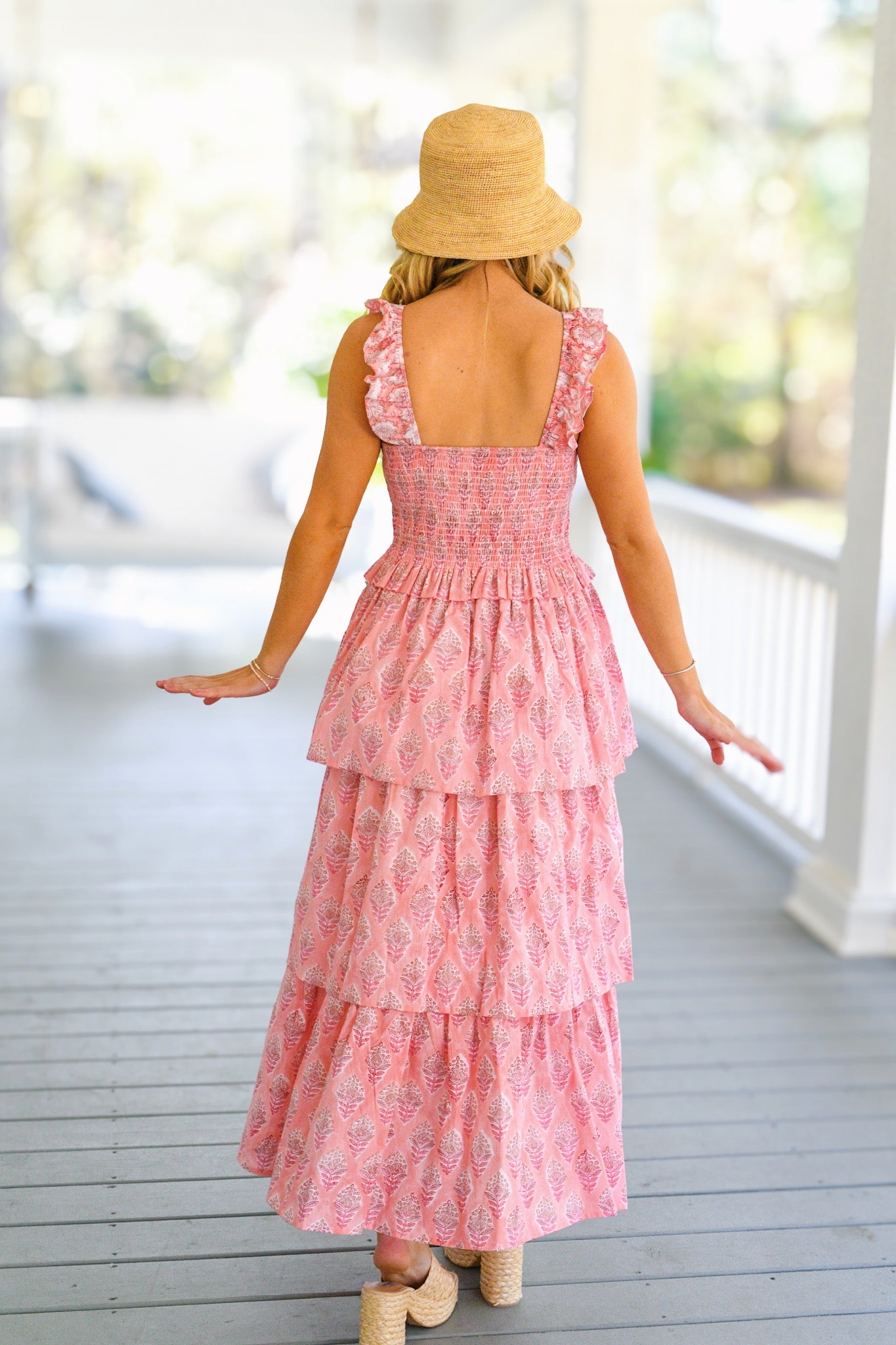 Ensley Ruffled Maxi Dress - Pink Floral