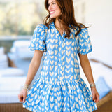 Addie Heart Print Dress - Baby Blue
