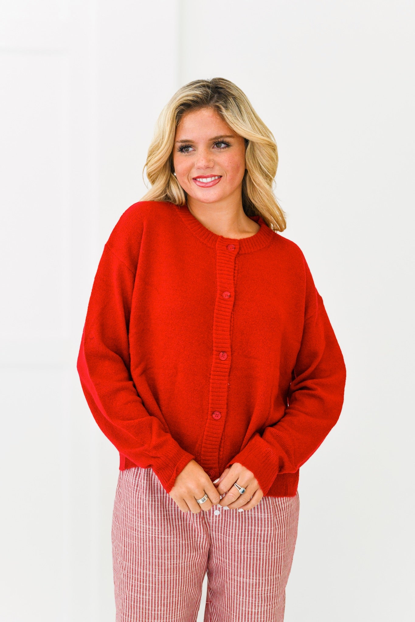 Clara Oversized Cardigan - Red