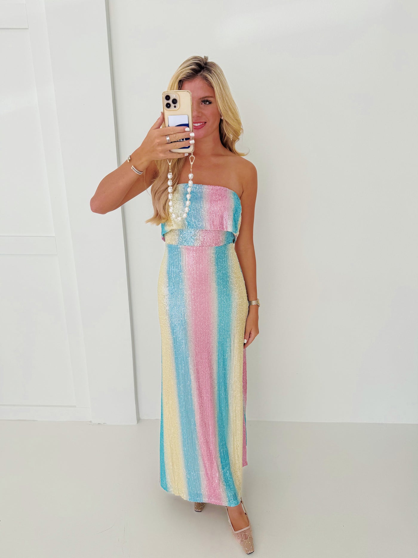 Paris Sequin Tube Maxi Dress-Multi