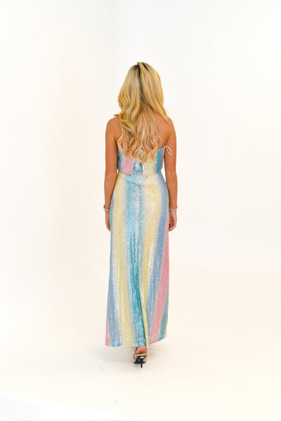 Paris Sequin Tube Maxi Dress-Multi