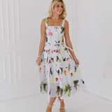 Hannah Belted Midi Dress - Baby Blue Floral