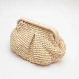 Bila Hinge Straw Clutch Bag - Ivory