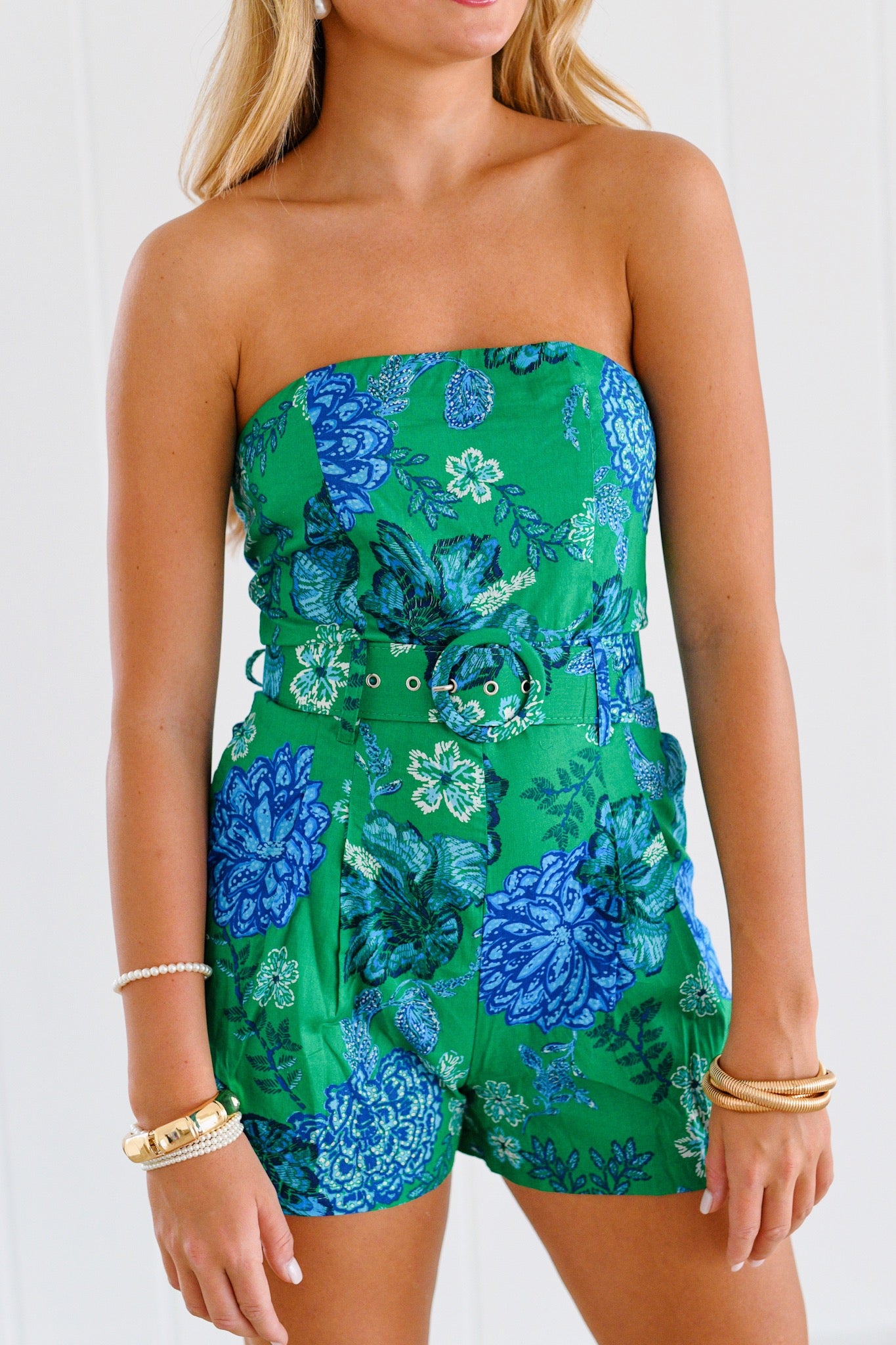 Lana Romper - Green/Blue