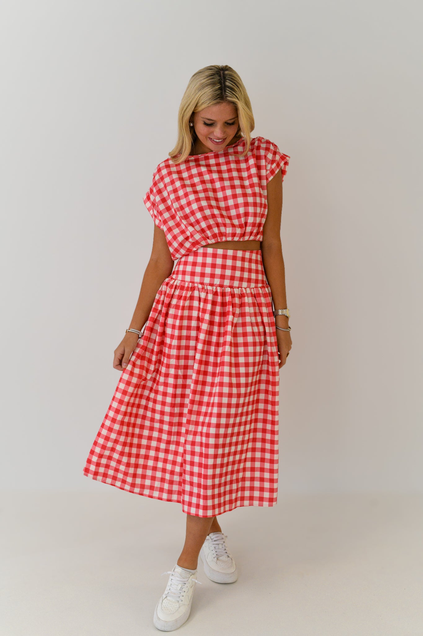 Gracelynn Gingham Set - Red/White