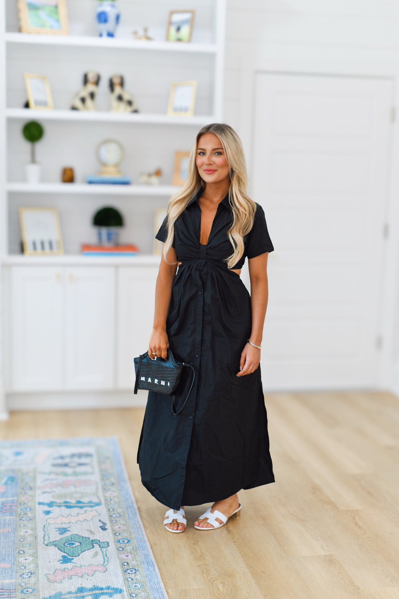 Leslie Cut Out Shirt Dress - Black