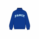 Fancy Oversized Fleece Lined Mockneck - Indigo/Powder Blue