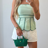 Carolina Seersucker Scalloped Top - Light Green