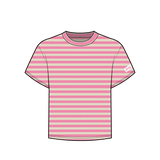 Fancy Striped Short Sleeve Top - Hibiscus/Cream