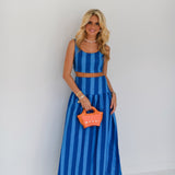 Willow Maxi Skirt Set - Blue Tone Stripes