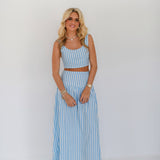 Clova Maxi Skirt Set - Baby Blue/White Stripes