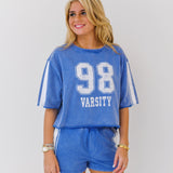 Ellie Washed Varsity Set-Cobalt Blue