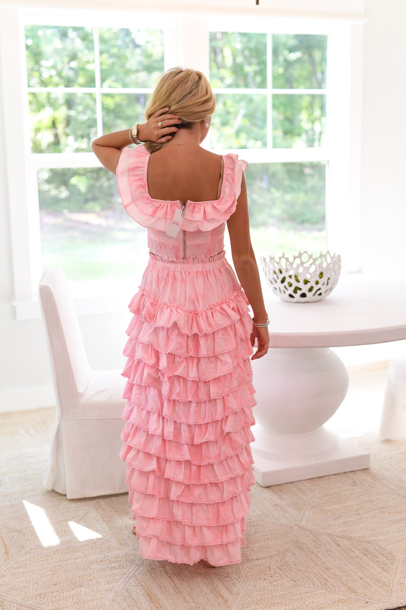 Hope Ruffle Maxi Skirt Set-Light Pink