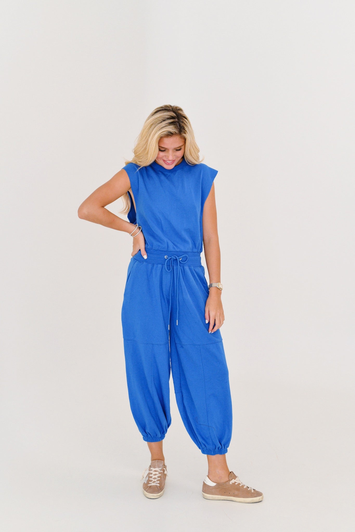 Kendall Mineral Washed Jumpsuit - Royal Blue