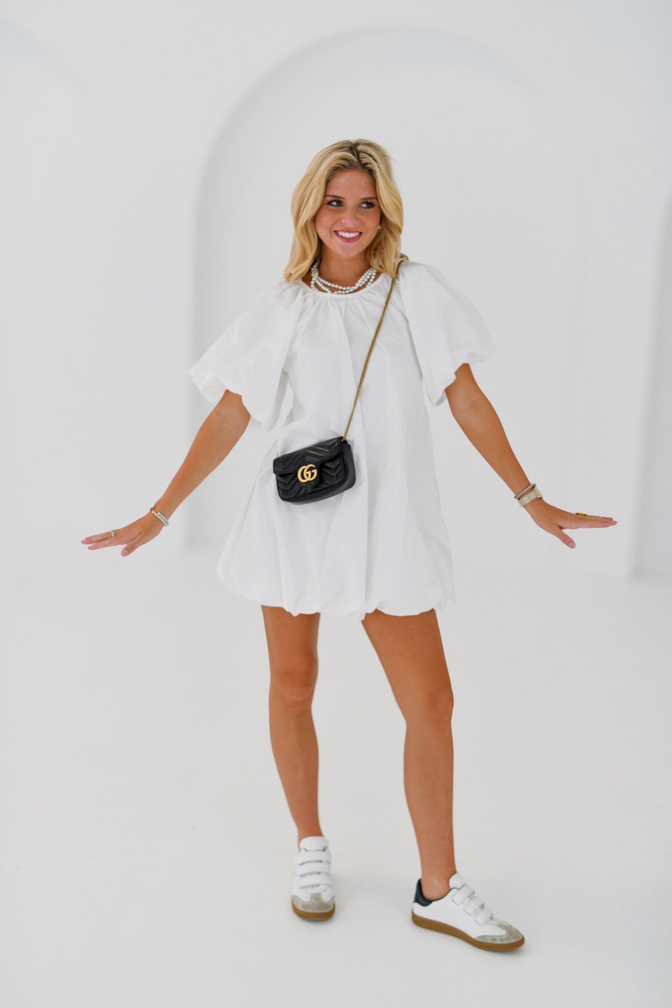 Jackie Bubble Hem Mini Dress - Off White