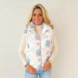 Whitney Floral Printed Vest Hoodie - White