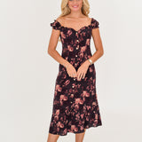 Jen Midi Dress - Brown Floral