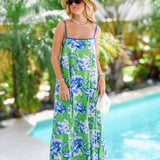 Randi Floral Maxi Dress - Green/White/Blue
