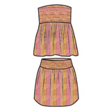 Madi Frill Top and Skirt Set - Pink/Orange Stripes (PREORDER)