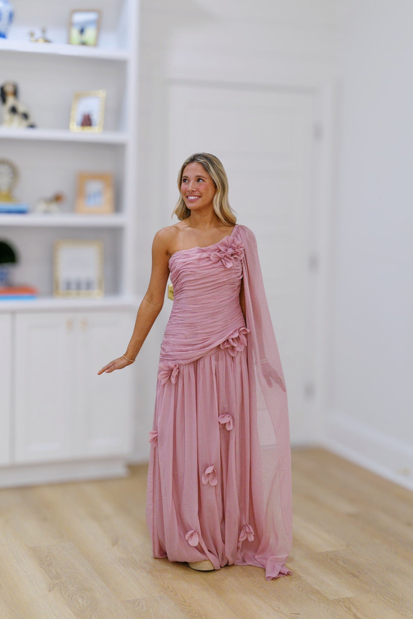 Kelsea One Shoulder Maxi Dress - Dusty Pink