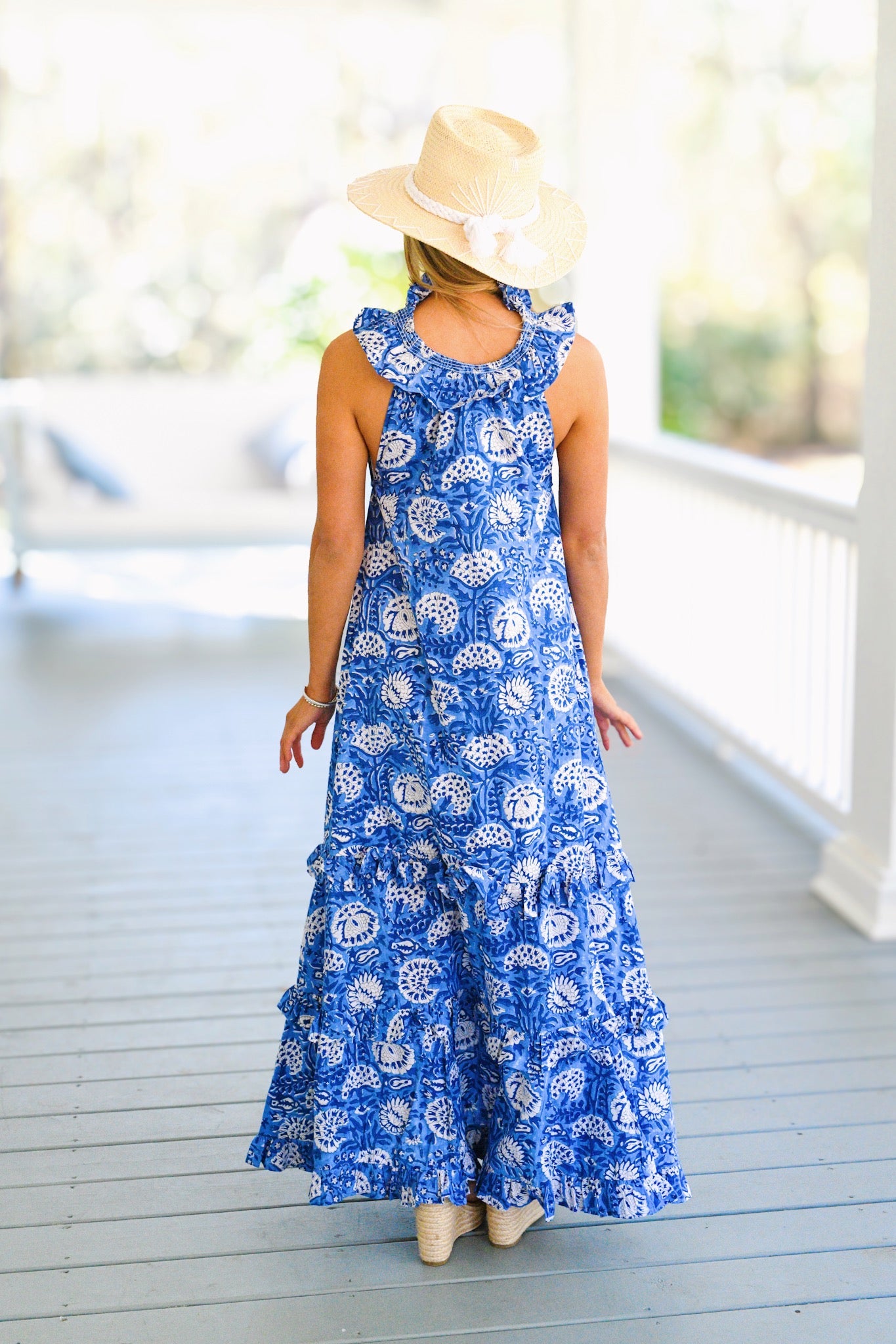 Nelby Frill Neck Maxi Dress - Blue