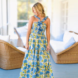 Isa Floral Ruffle Skirt Top Set - Blue/Green
