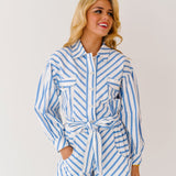 Quincey Stripe Romper - White/Blue