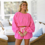 Clara Bubble Hem Sweatshirt - Pink