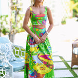 Ciera Maxi Skirt Set - Green Multi