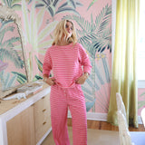 Fancy Striped Button Pants - Hibiscus/Paradise Pink