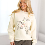 Haley Western Embroidered Crewneck - Cream