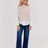 Alyson Sweater Shirt Combo - Beige