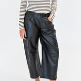 Tess Pleather Barrel Pants - Black