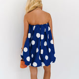 Darcy Mini Bubble Dress - Navy Polka Dots
