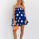 Darcy Mini Bubble Dress - Navy Polka Dots