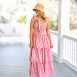Ensley Ruffled Maxi Dress - Pink Floral