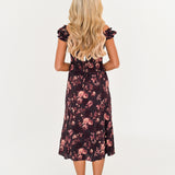 Jen Midi Dress - Brown Floral
