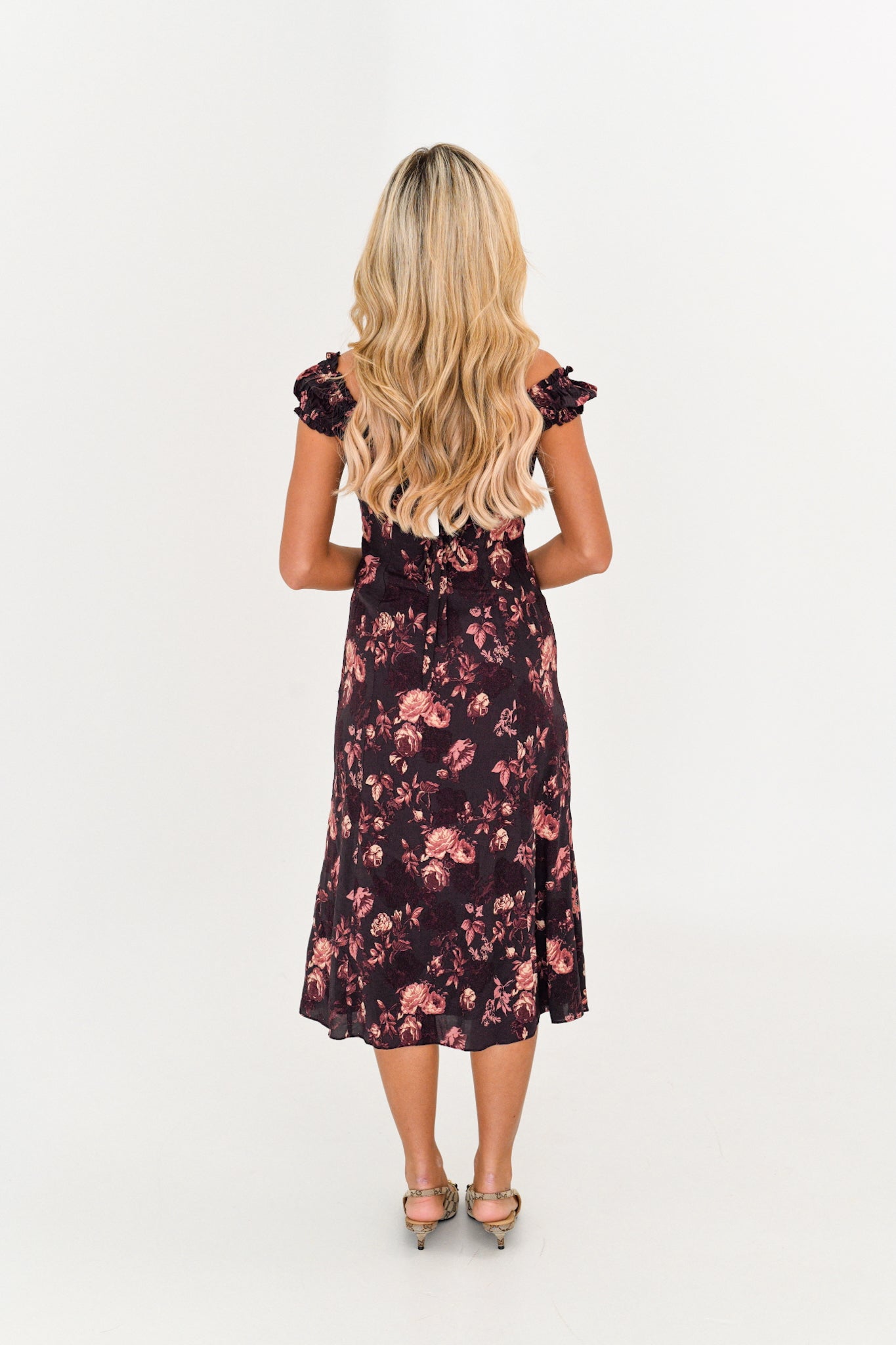 Jen Midi Dress - Brown Floral