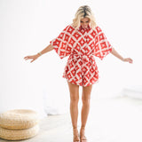 Josie Romper - Red/Cream
