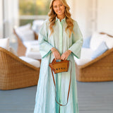 Courtney Striped Maxi Shirt Dress - Green