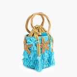 Aqua Fringe Starfish Bucket Bag