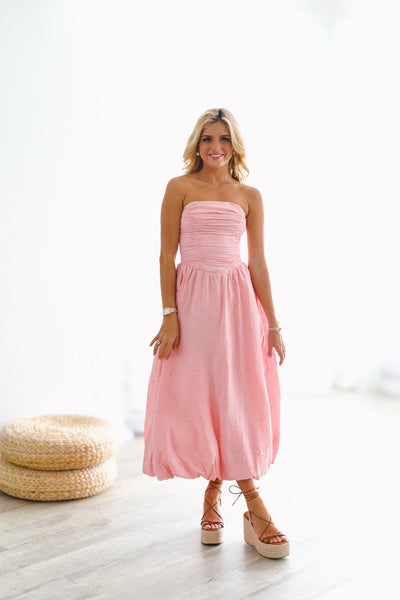 Jessi Bubble Maxi Dress - Blush