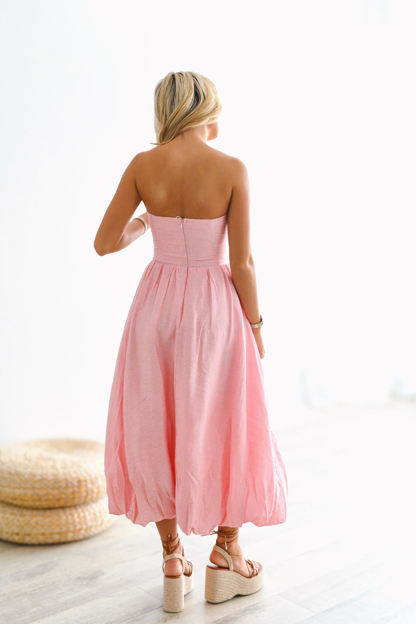 Jessi Bubble Maxi Dress - Blush