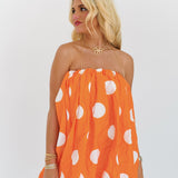 Ollie Mini Bubble Dress - Orange Polka Dots